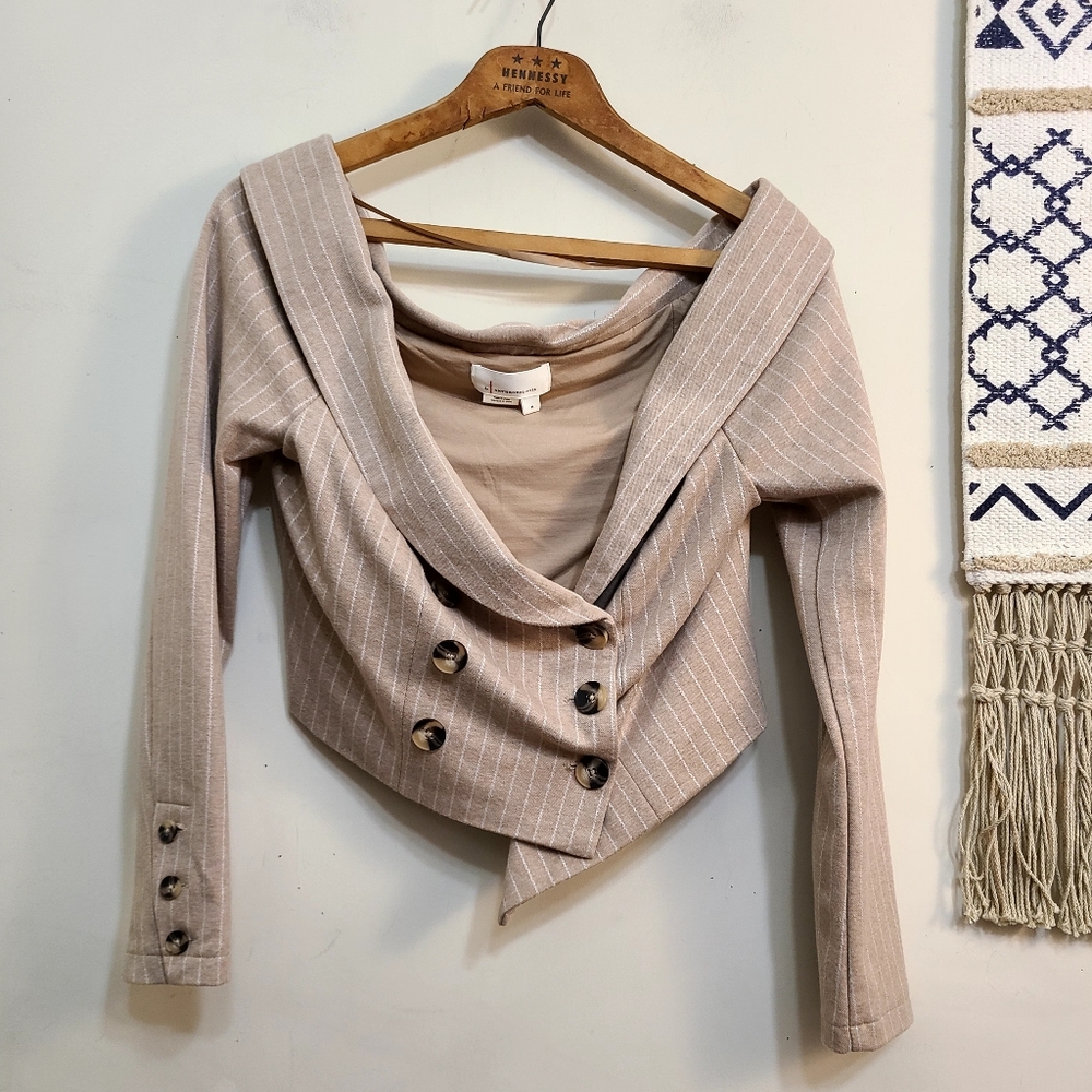 By Anthropologie Off-The-Shoulder Blazer Top Size Medium - Picture 4 of 8